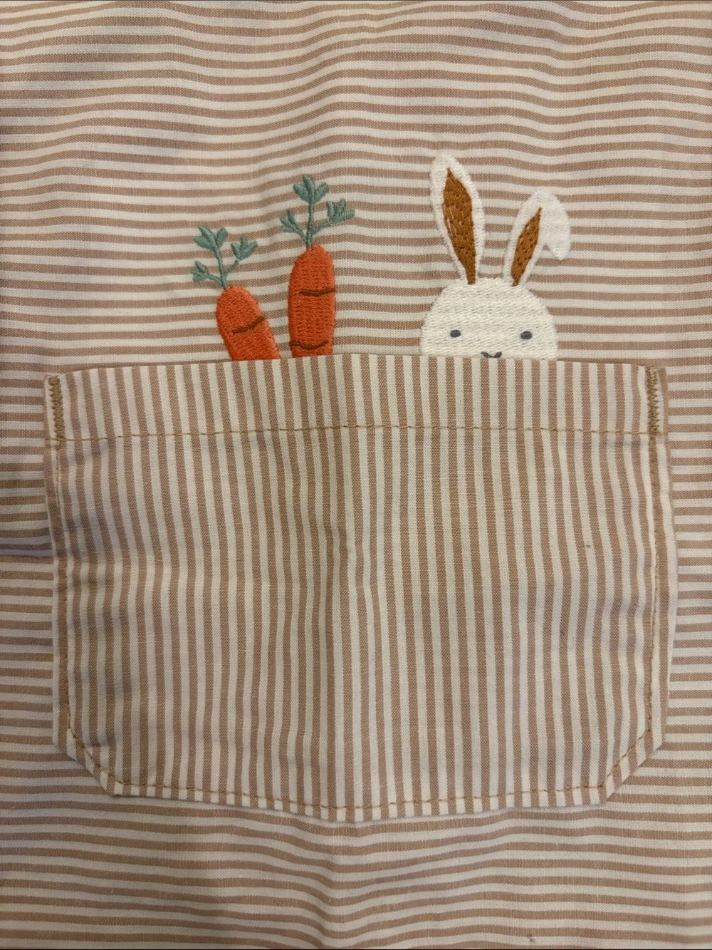 Carter's unisex brown and White Striped Bunny Pocket Romper size 9 M